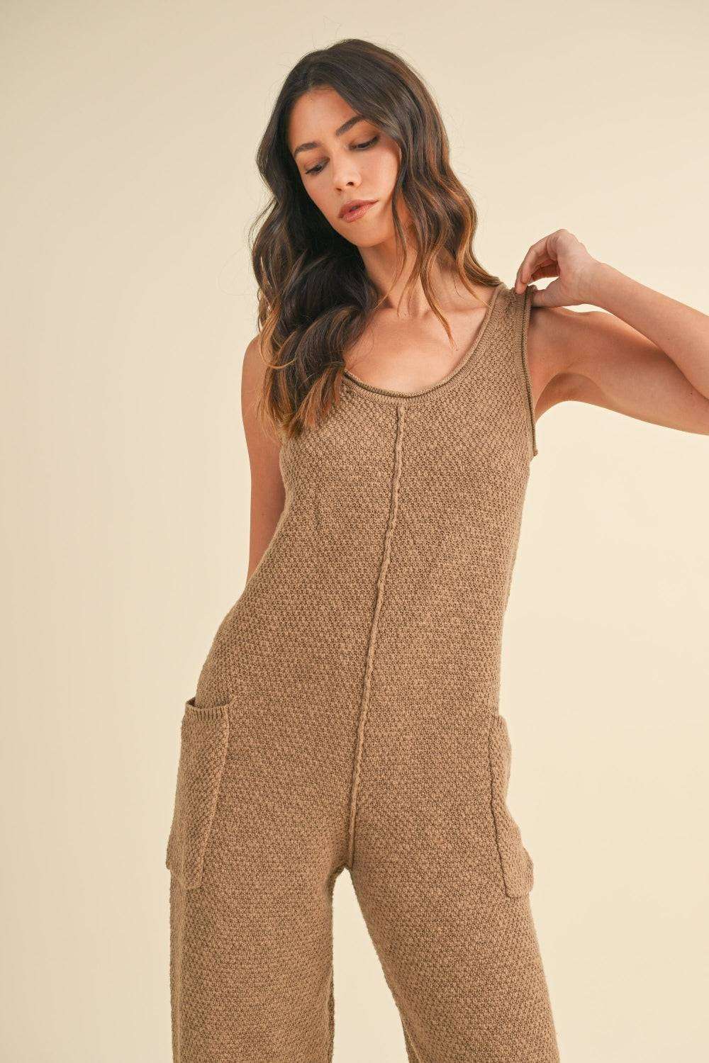 MABLE Sleeveless Knit Crop Jumpsuit with Pockets