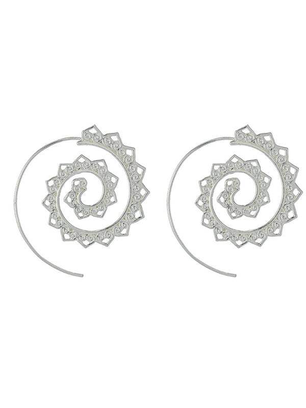 New Oval Spiral Earrings Exaggerated Swirl Gear Heart Shape Vintage Ear Jewelry