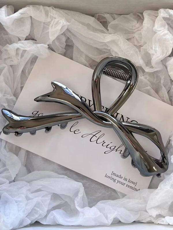 New streamer bow back head grabber shark clip hair accessory