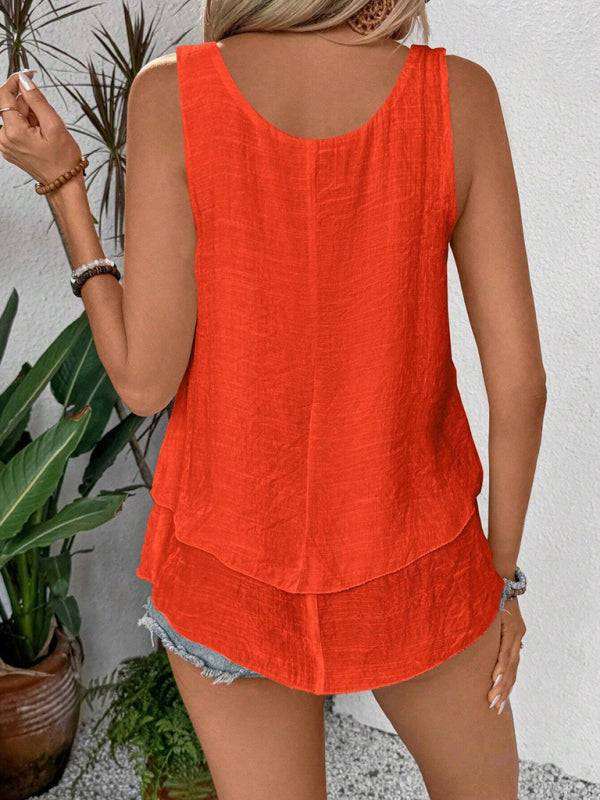 New vest tube top sling sleeveless double layer cake tail T-shirt top