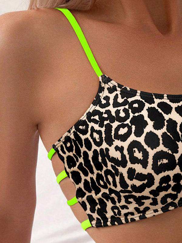 Leopard print two piece sexy swimsuit