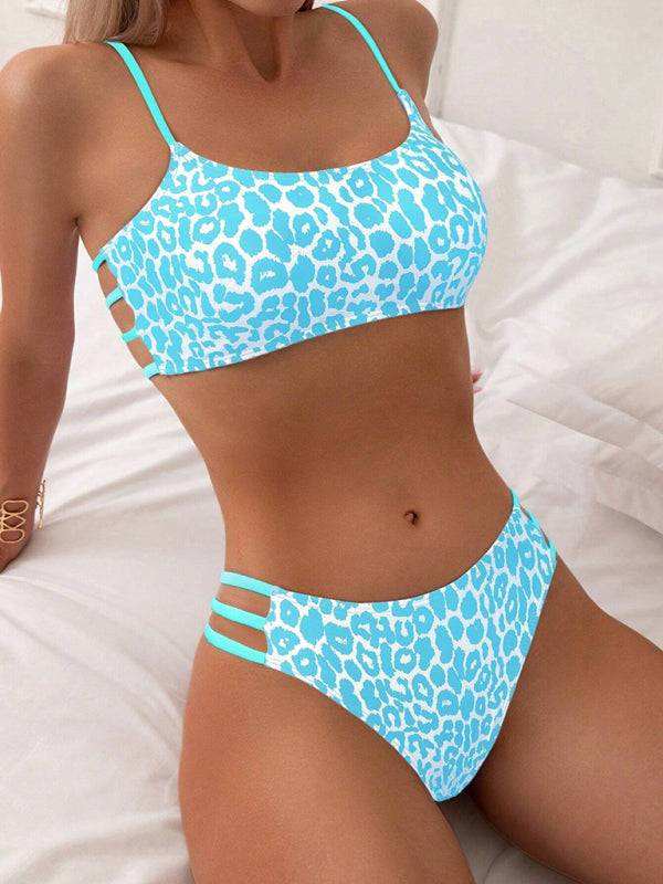 Leopard print two piece sexy swimsuit