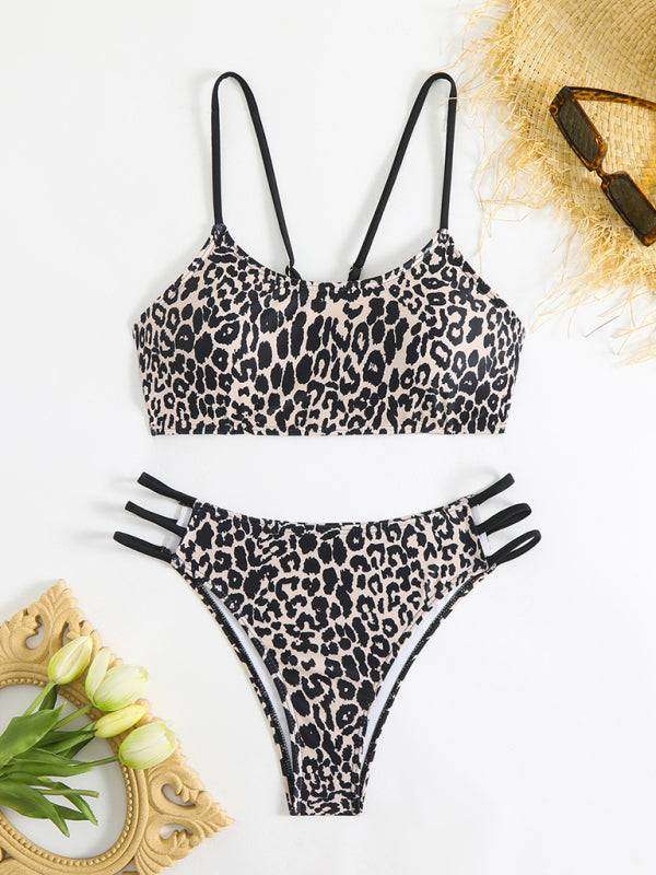 Leopard print two piece sexy swimsuit