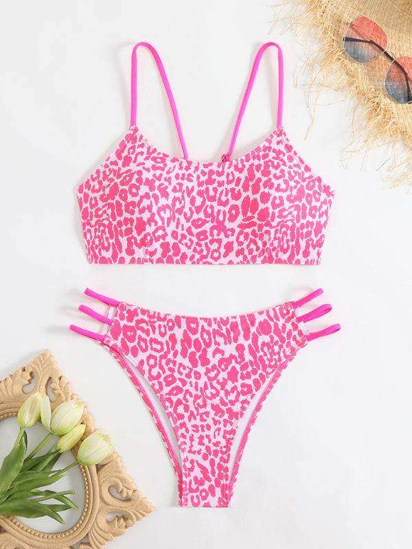 Leopard print two piece sexy swimsuit