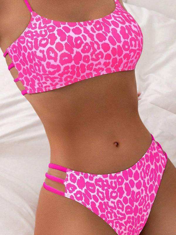 Leopard print two piece sexy swimsuit