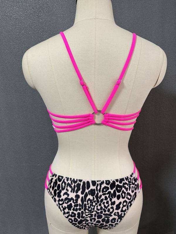 Leopard print two piece sexy swimsuit