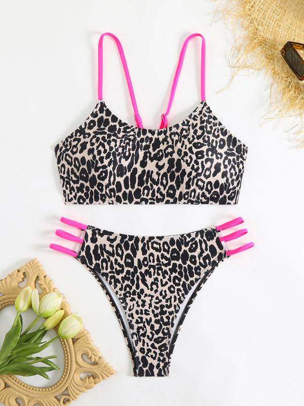 Leopard print two piece sexy swimsuit