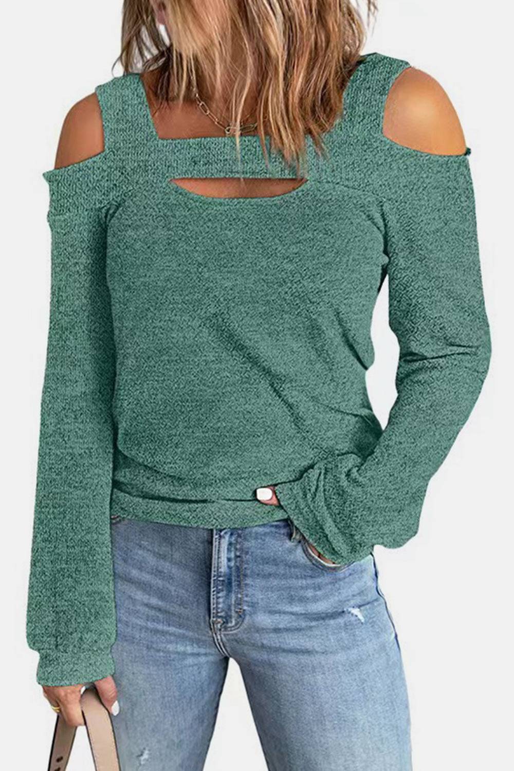 Full Size Cutout Cold Shoulder Blouse