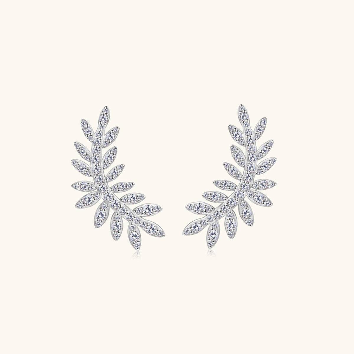 Moissanite 925 Sterling Silver Leaf Shape Stud Earrings