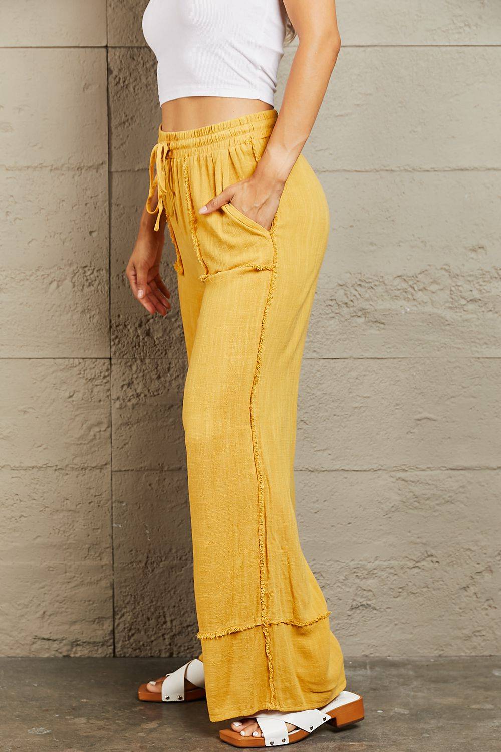 HEYSON Love Me Full Size Mineral Wash Wide Leg Pants